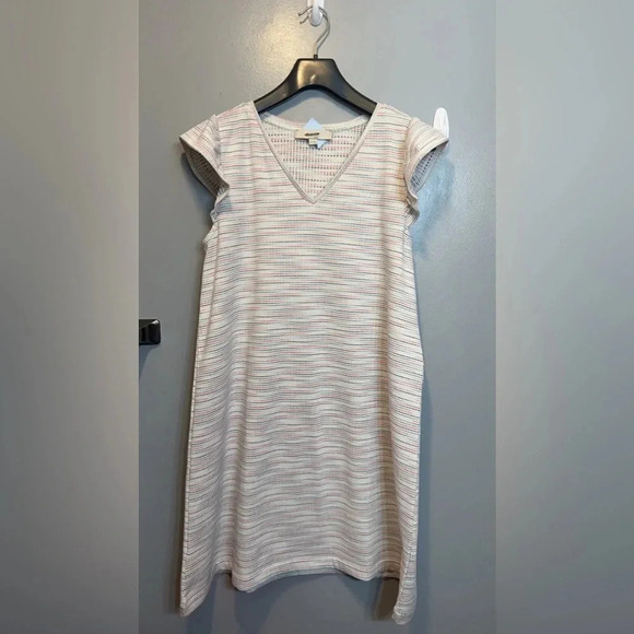 NWT LOFT Dress ~ Loft Petite Ruffle Sleeve V-Neck Swing Dress Medium - Picture 3 of 11